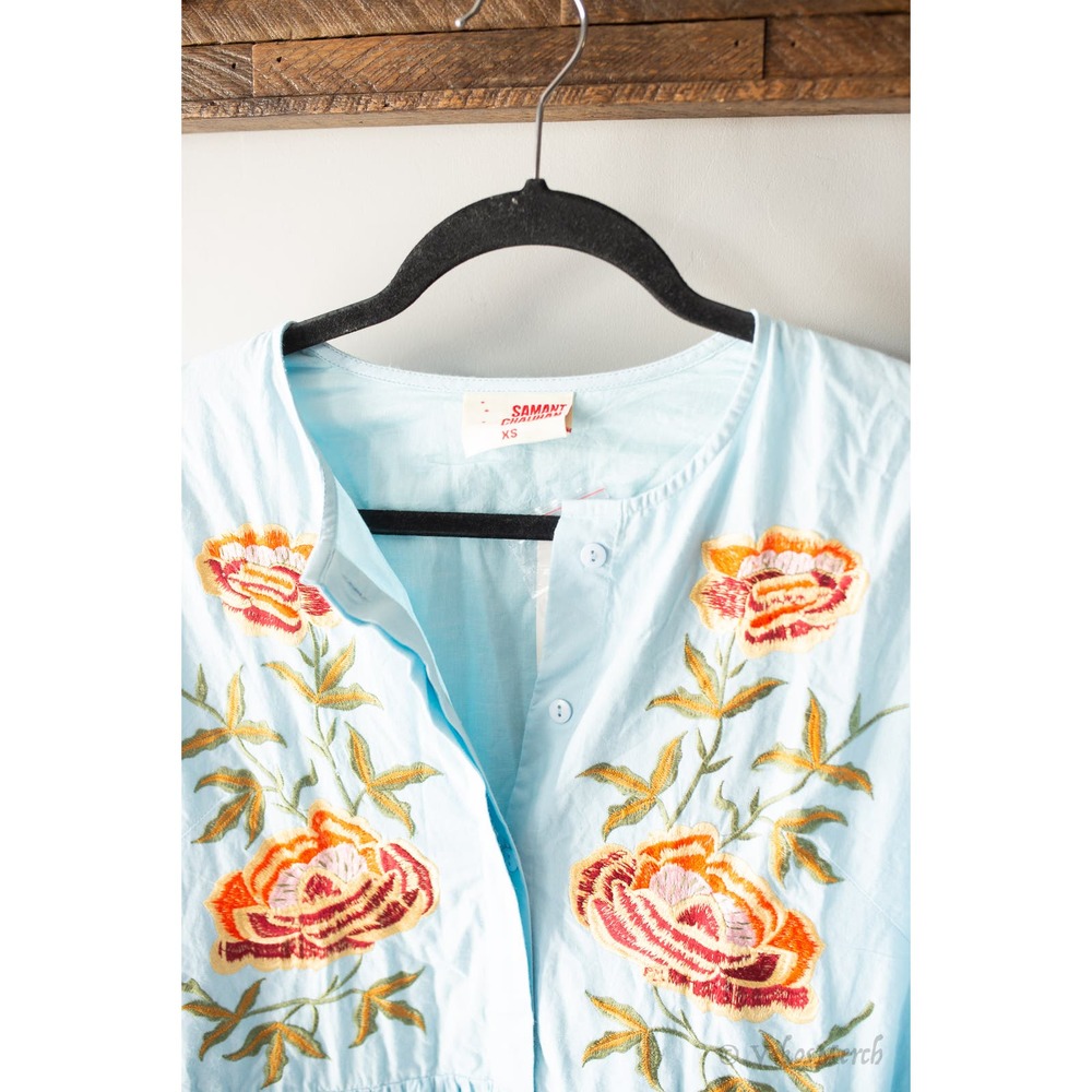 Anthropologie Samant Chauhan Tiered Embroidered Dress XS - Picture 4 of 5